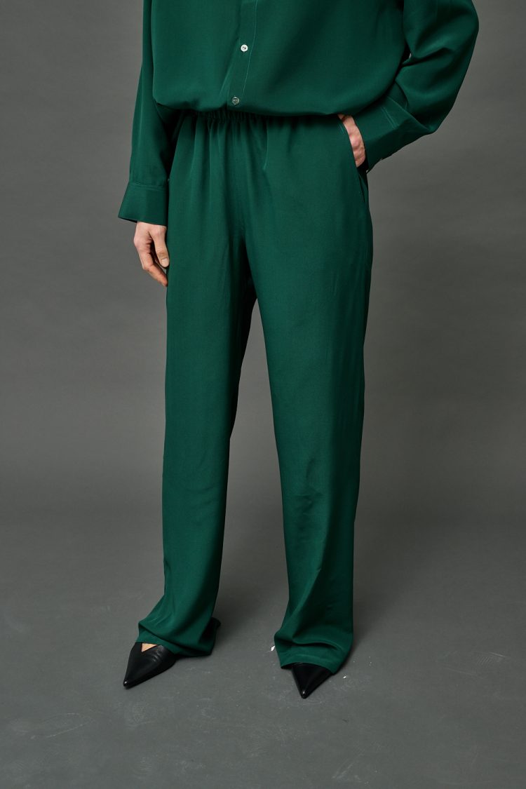 pants pj flex green silk