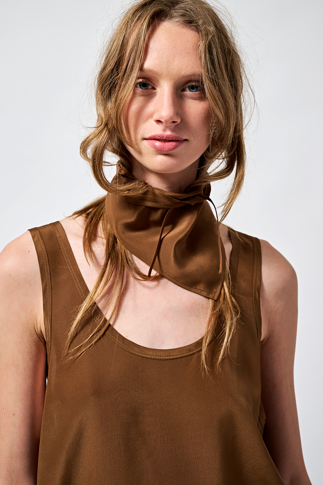 scarf le petit brown silk