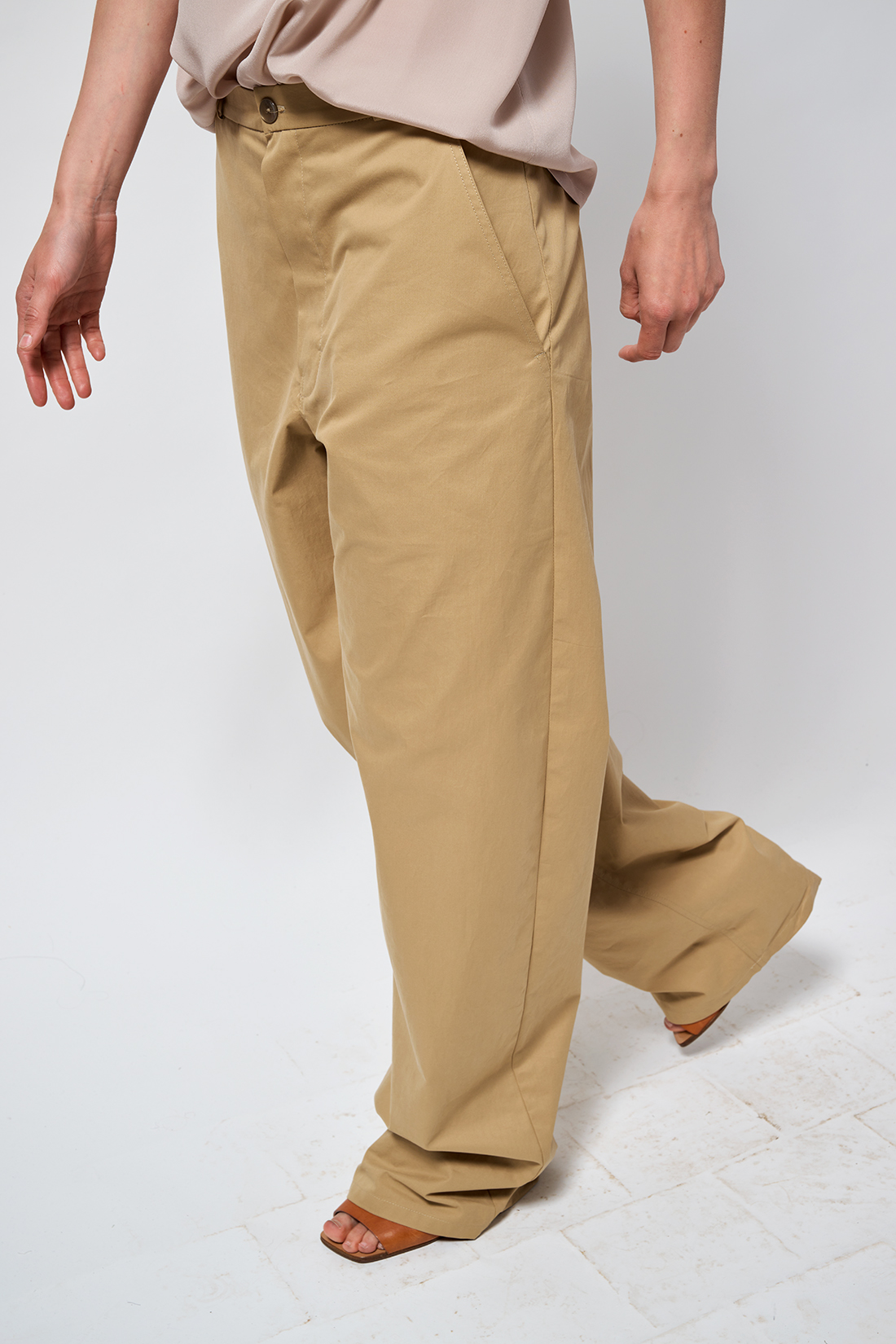 pants easy pant kaki cotton
