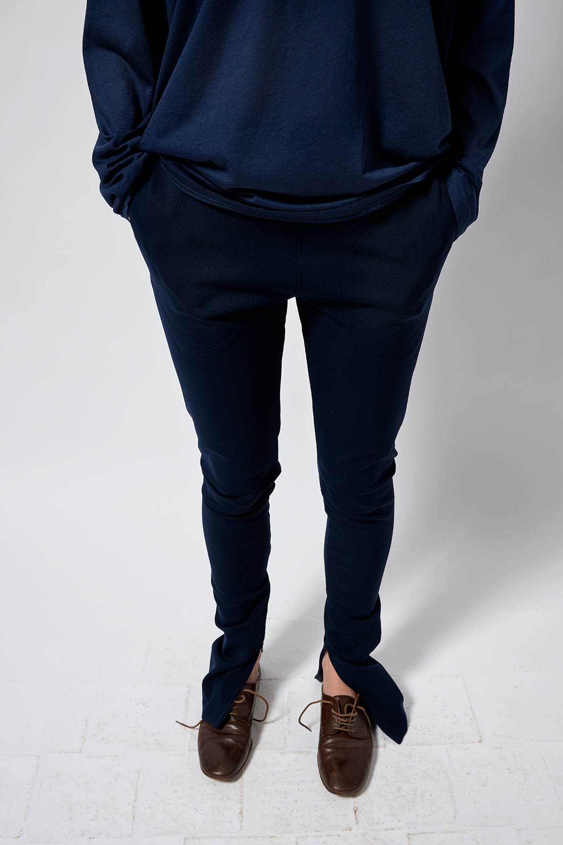 legging zipper navy lycra