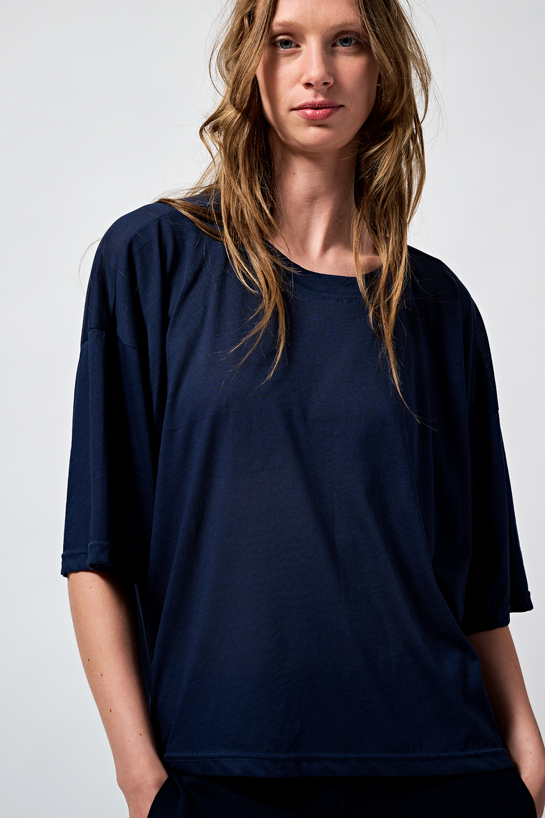 top box navy voile jersey