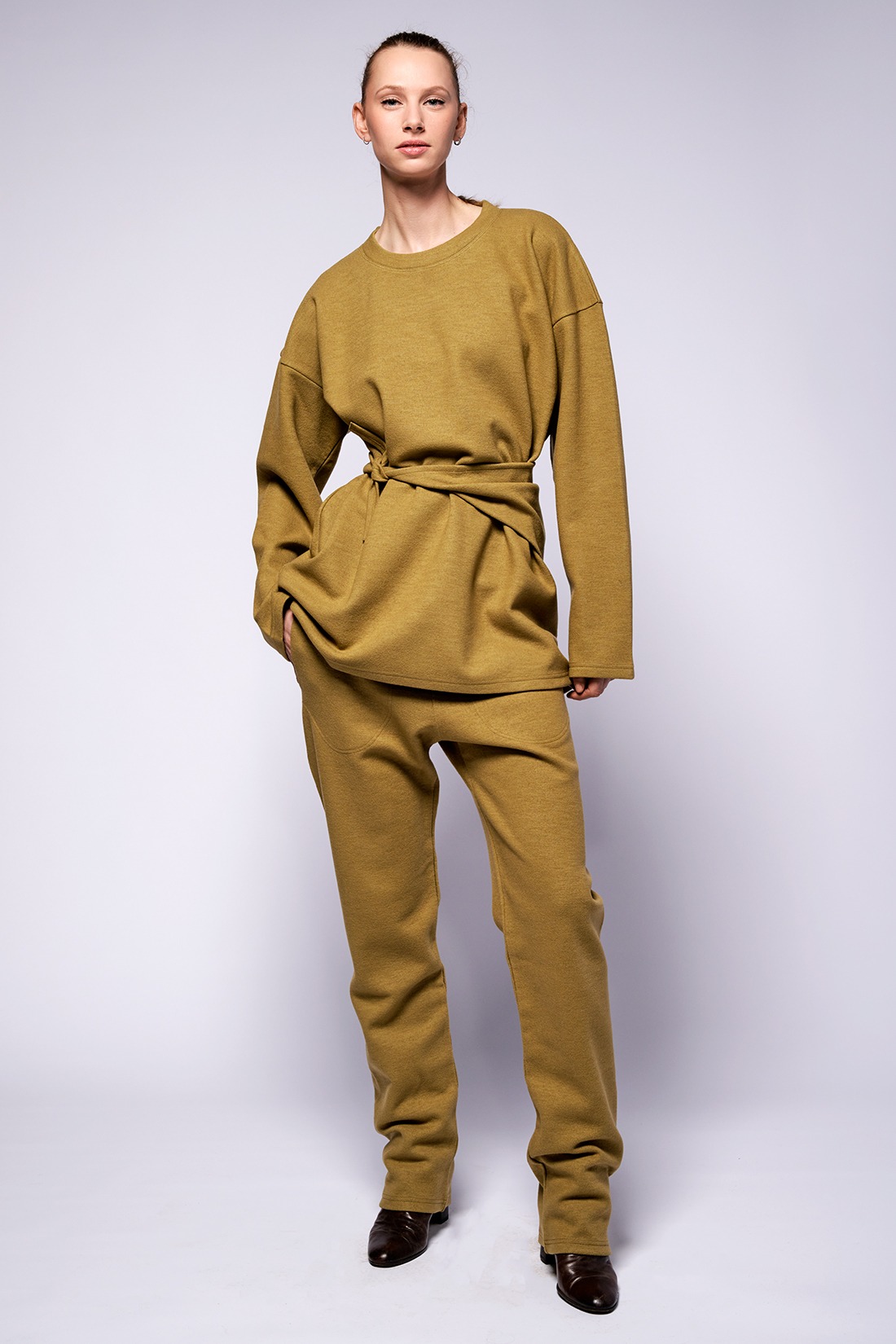 pants relax XXL kaki wool