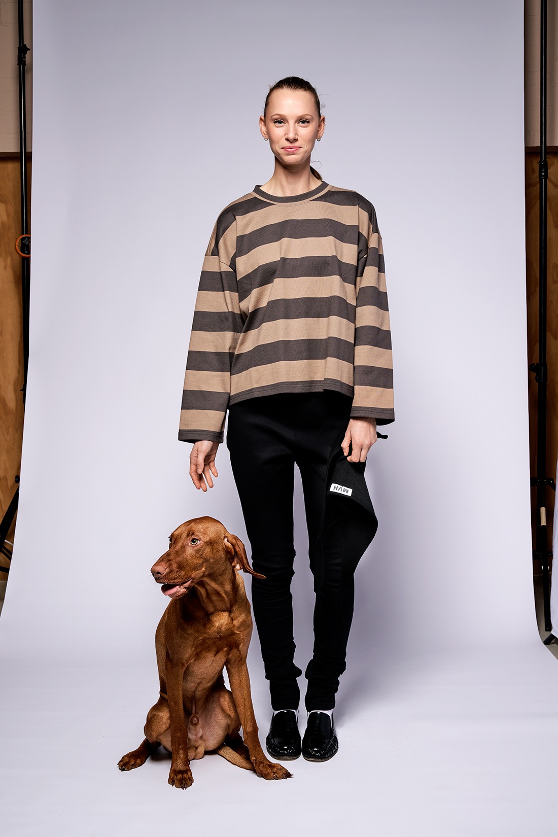 top box brown beige stripe jersey