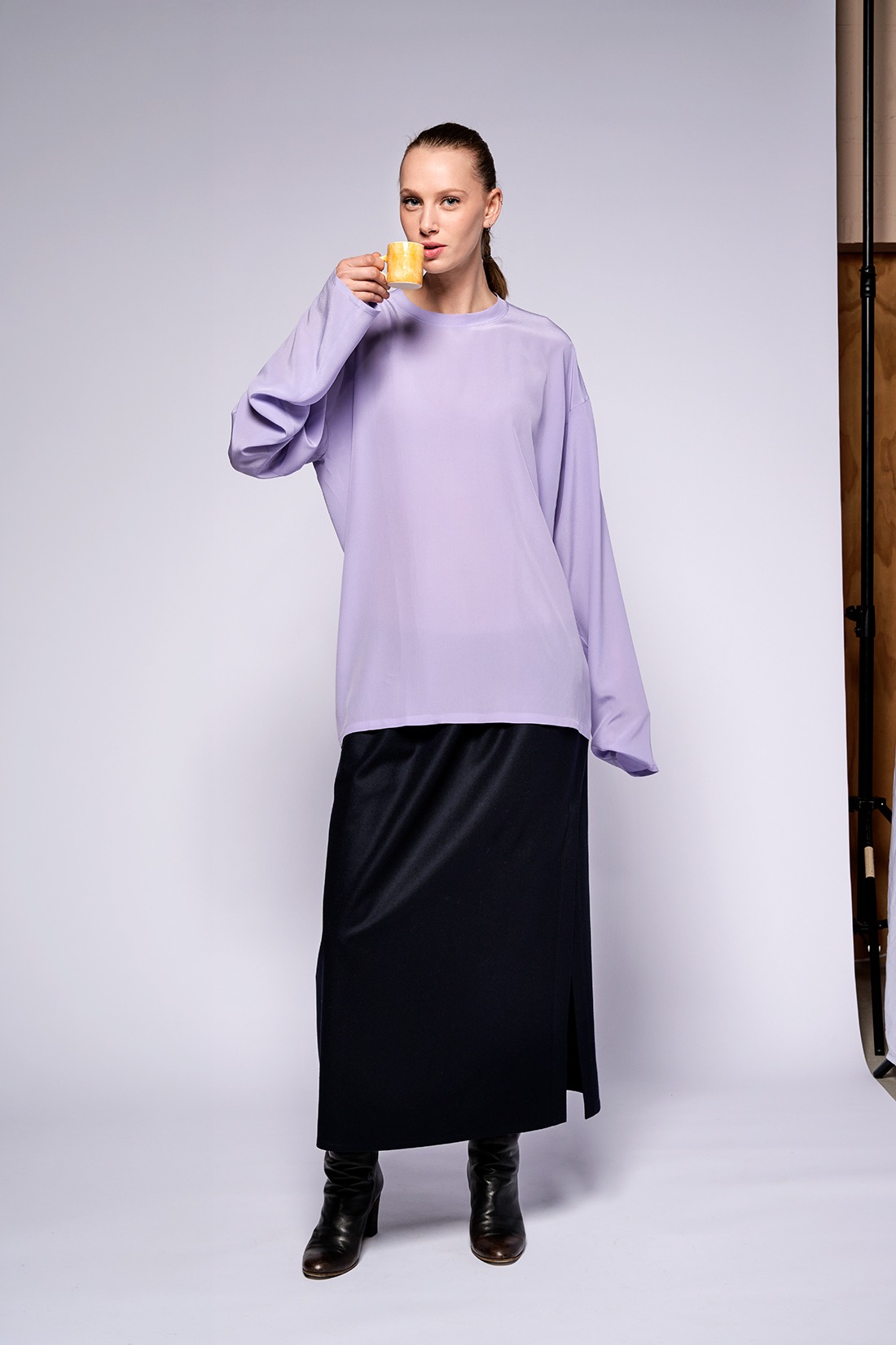 skirt pencil XL navy wool