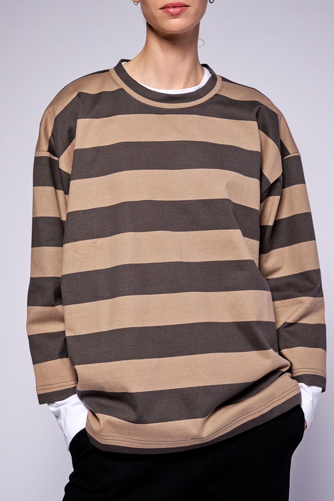 top 1985 brown beige stripe jersey