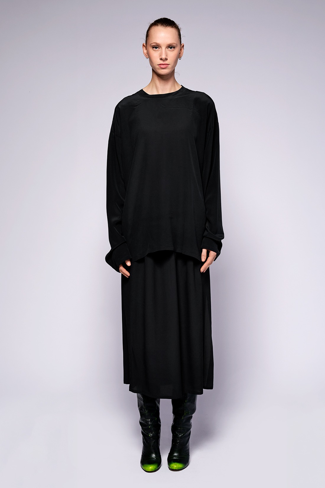 skirt pencil XL black silk