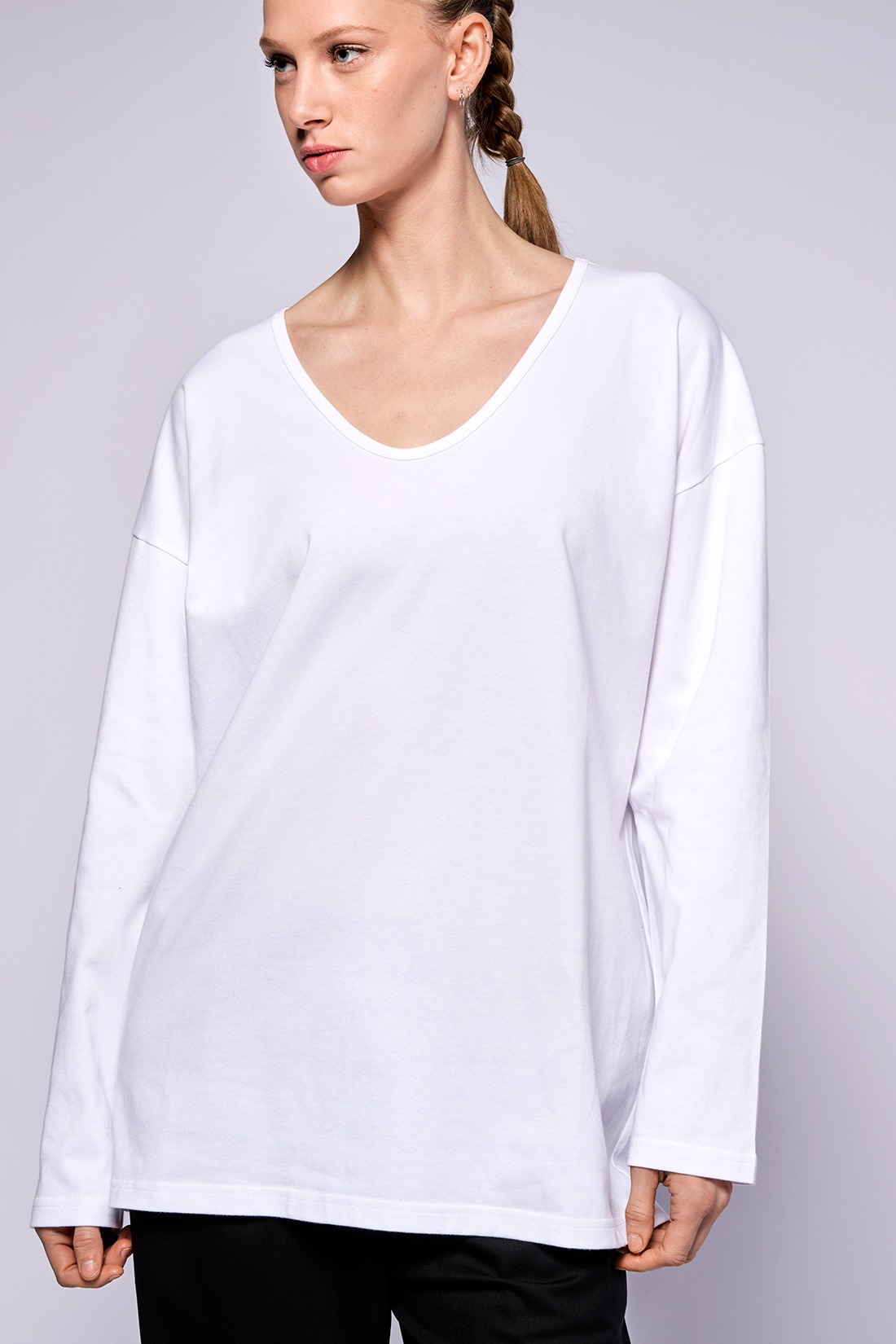 top boy V-neck white jersey