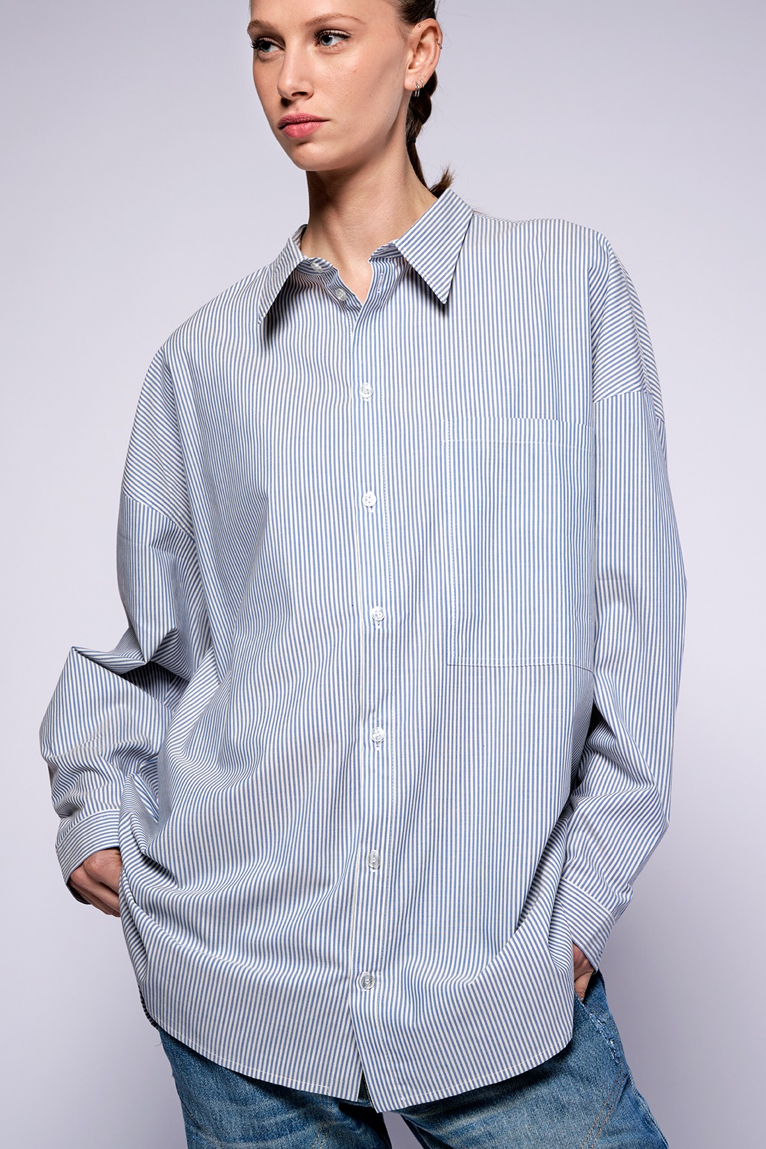 shirt big five blue stripe cotton