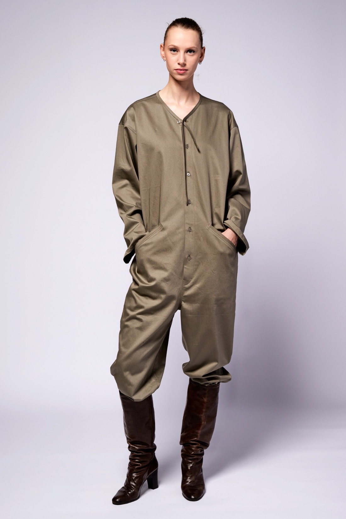 jumpsuit big joga taupe cotton